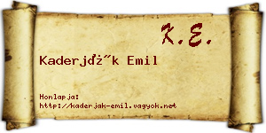 Kaderják Emil névjegykártya